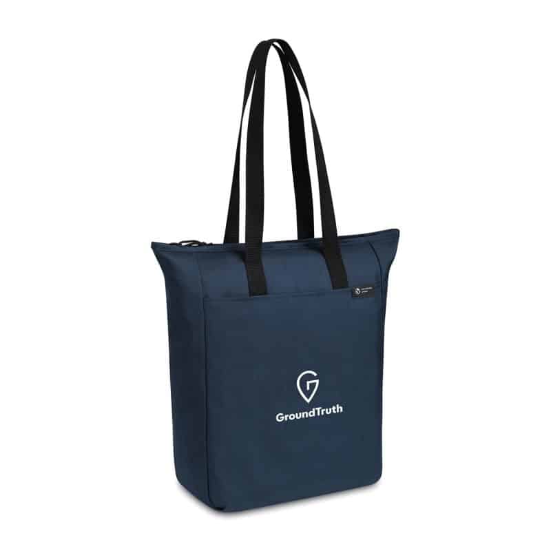 Custom Renew AWARE™ rPET Zippered Tote - Navy with logo - 2