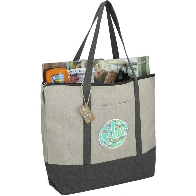 Custom Repose 10oz Recycled Cotton Zippered Tote with logo - 9