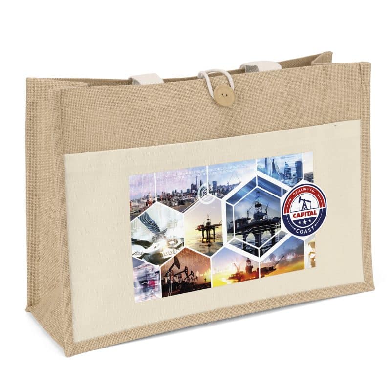 Custom Riley™ Jute Tote - ColorVista with logo - 2