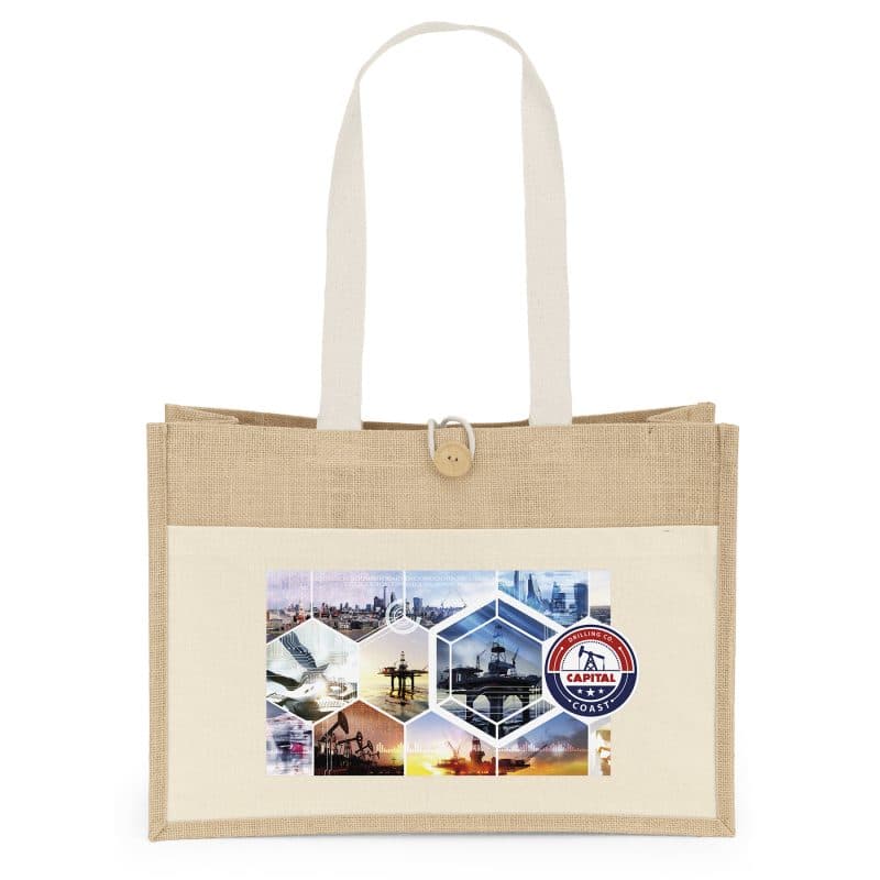 Custom Riley™ Jute Tote - ColorVista with logo