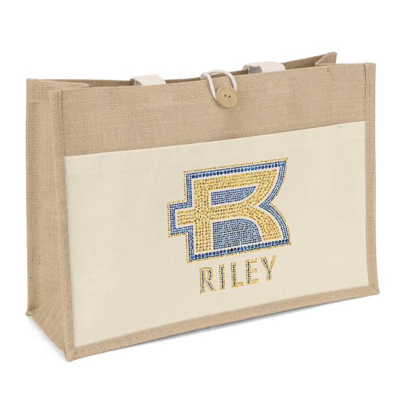 Custom Riley™ Jute Tote - Sparkle with logo - 4