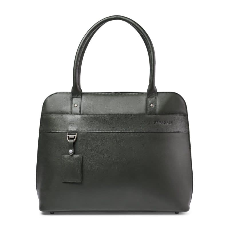 Custom Samsonite Leather Laptop Tote - Black with logo - 1