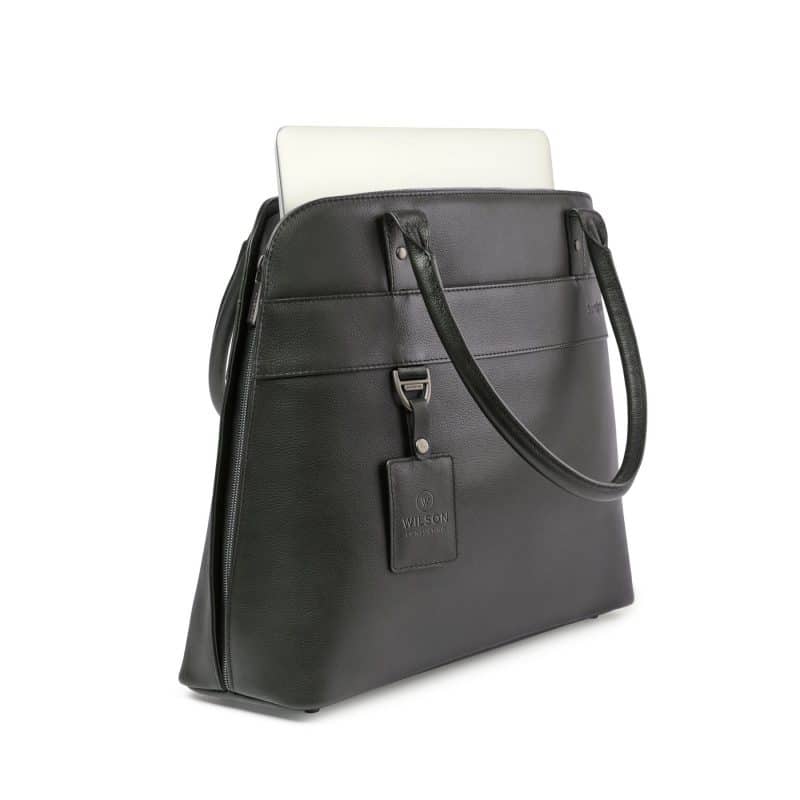 Custom Samsonite Leather Laptop Tote - Black with logo - 3