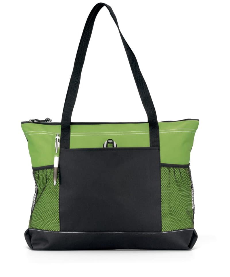 Custom Select Zippered Tote - Apple Green with logo - 1