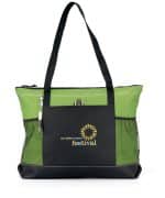 Custom Select Zippered Tote - Apple Green with logo