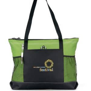 Custom Select Zippered Tote - Apple Green with logo