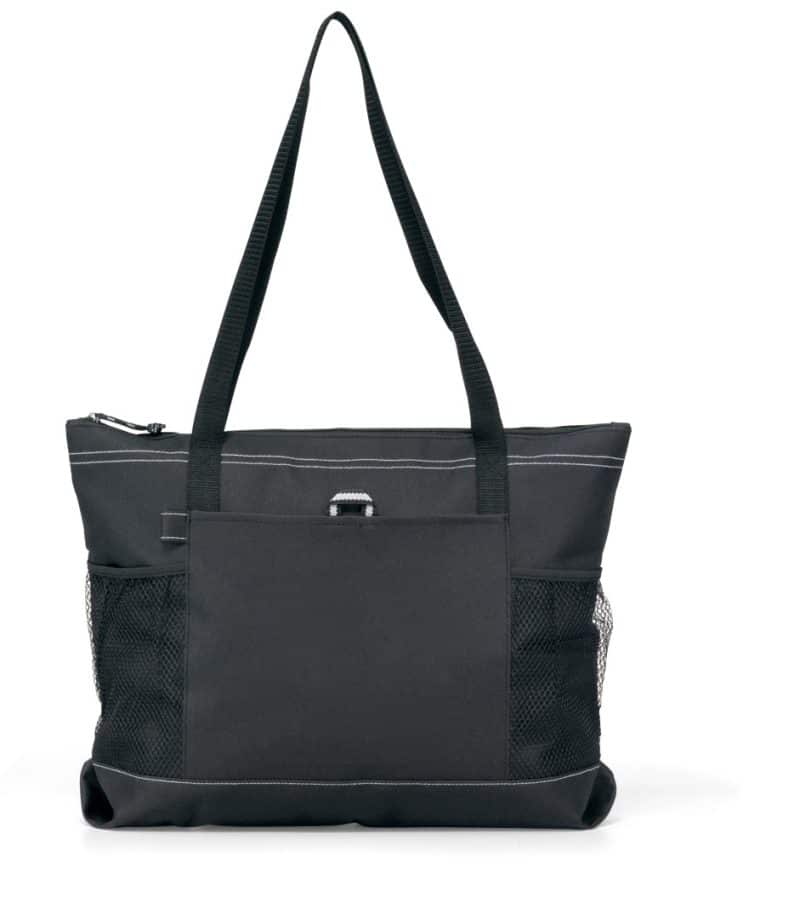 Custom Select Zippered Tote - Black with logo - 1