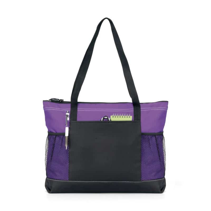 Custom Select Zippered Tote - Purple with logo - 1