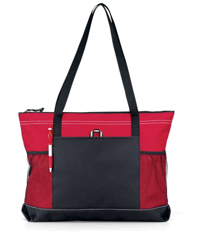 Custom Select Zippered Tote - Red with logo - 1