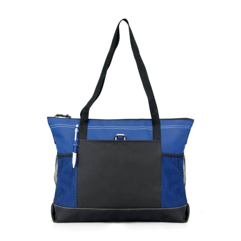 Custom Select Zippered Tote - Royal Blue with logo - 1