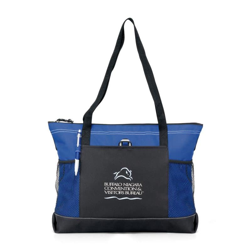 Custom Select Zippered Tote - Royal Blue with logo
