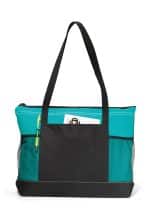 Custom Select Zippered Tote - Turquoise with logo - 1