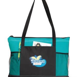 Custom Select Zippered Tote - Turquoise with logo