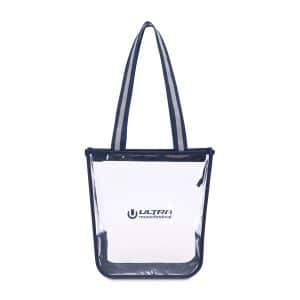 Custom Sigma Clear Zippered Tote - Navy with logo