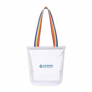 Custom Sigma Clear Zippered Tote - Rainbow with logo