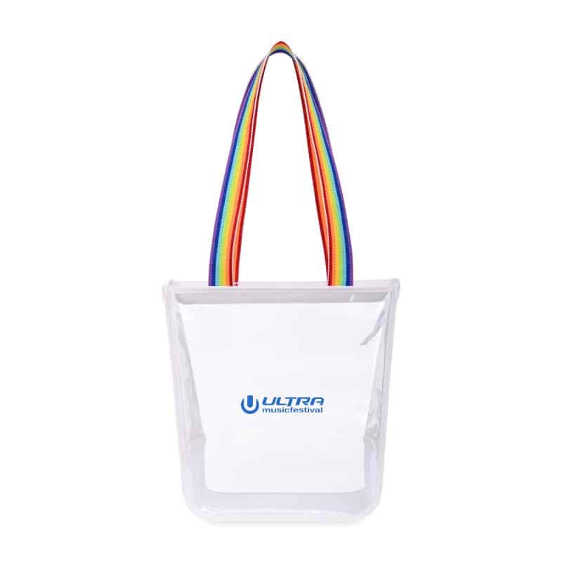 Custom Sigma Clear Zippered Tote - Rainbow with logo