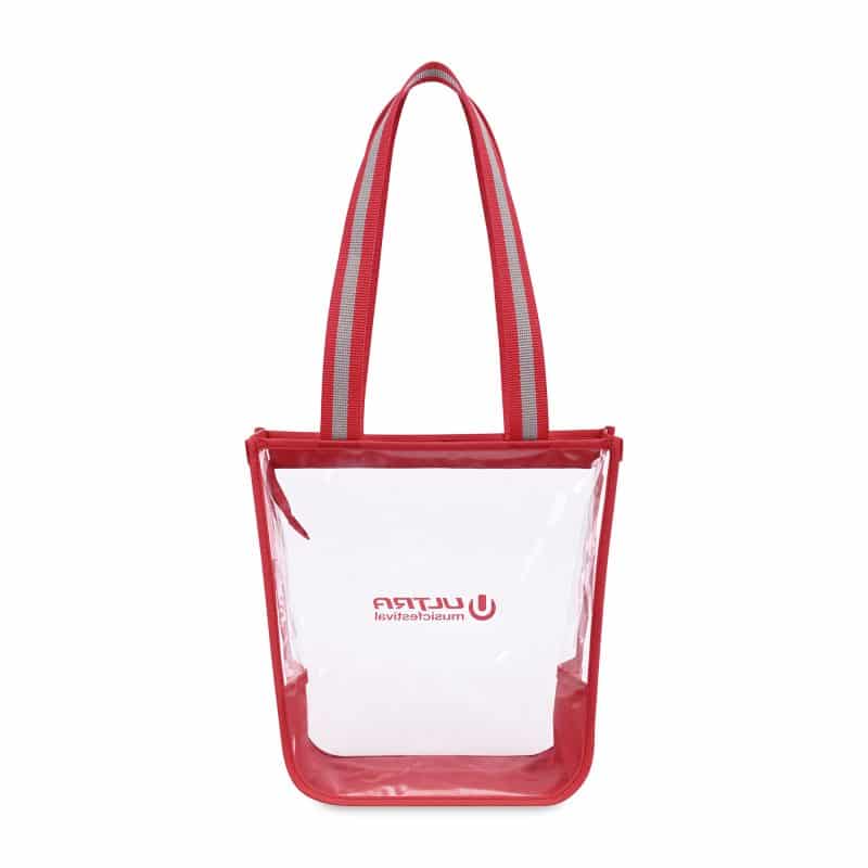 Custom Sigma Clear Zippered Tote - Red with logo - 2