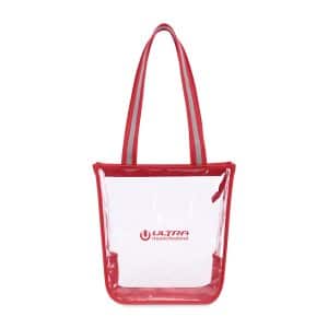 Custom Sigma Clear Zippered Tote - Red with logo