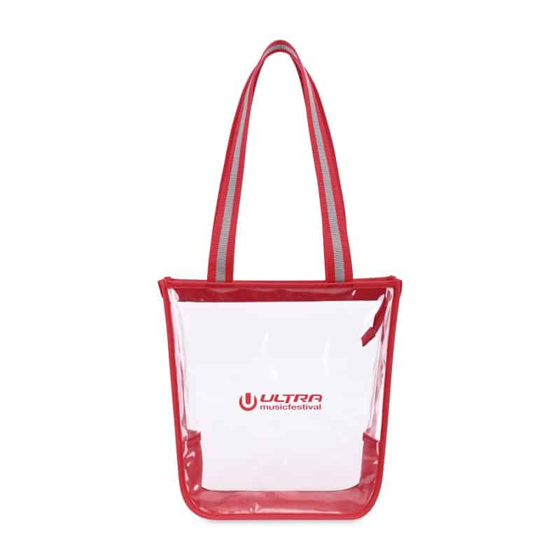 Custom Sigma Clear Zippered Tote - Red with logo