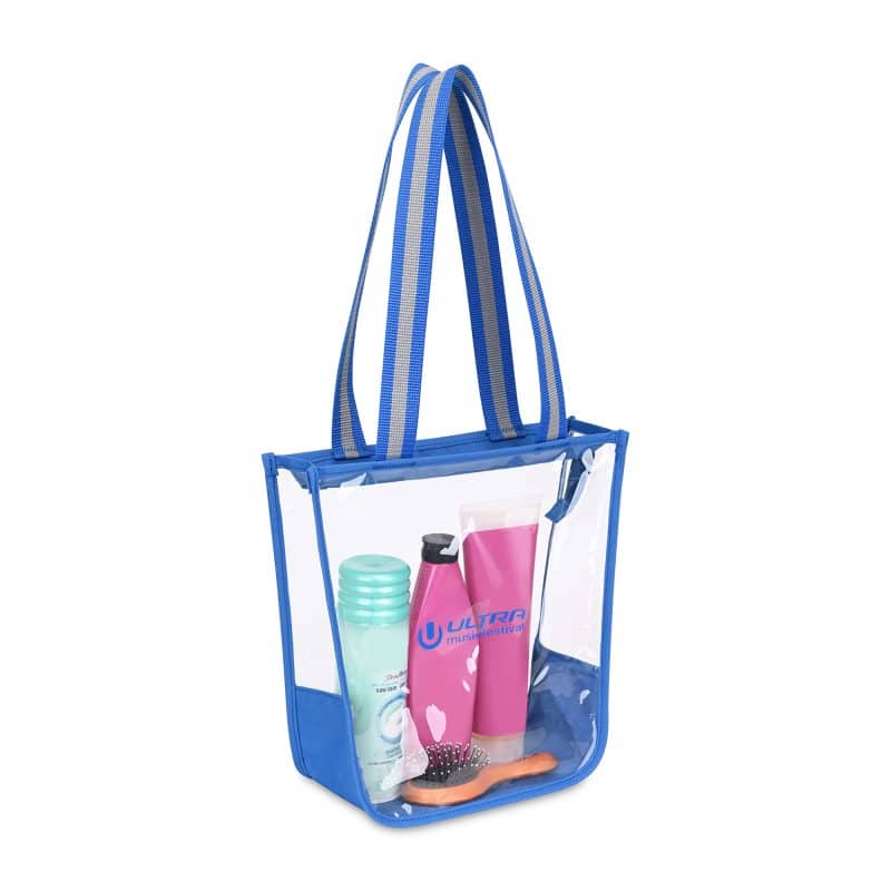 Custom Sigma Clear Zippered Tote - Royal Blue with logo - 2