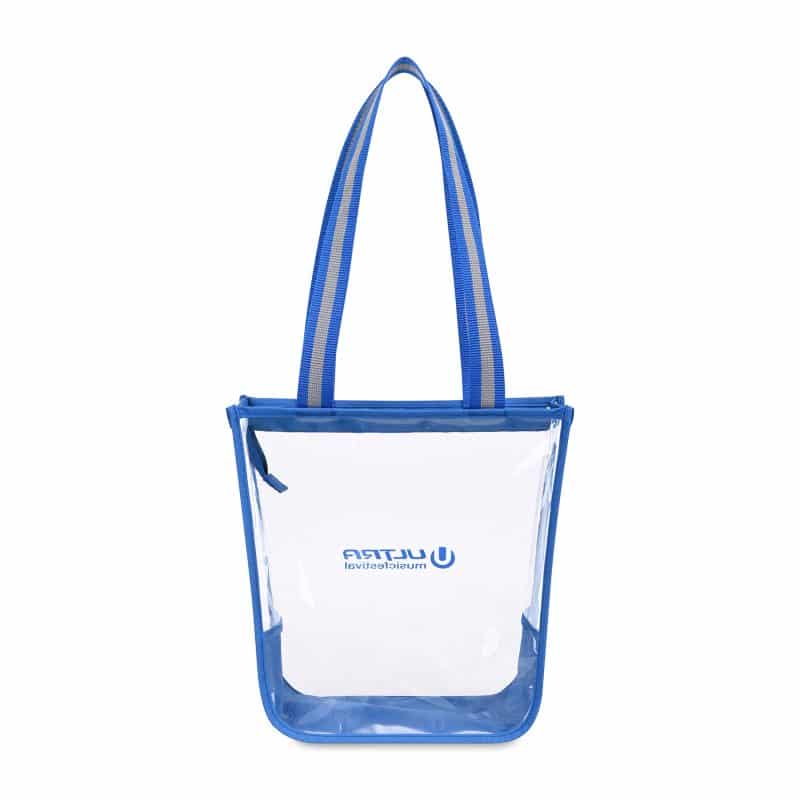 Custom Sigma Clear Zippered Tote - Royal Blue with logo - 3