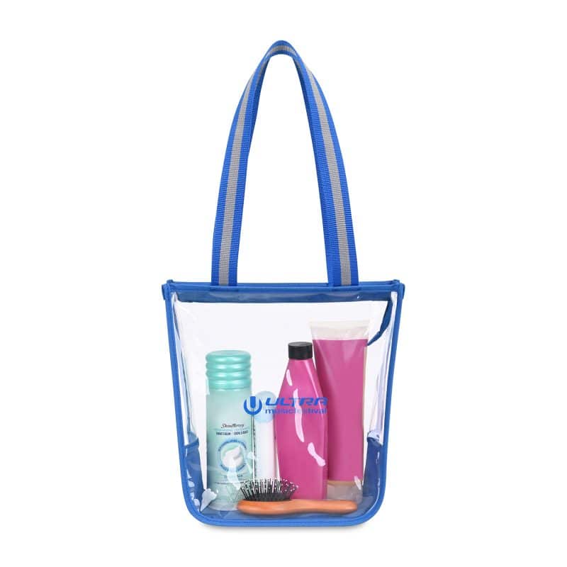 Custom Sigma Clear Zippered Tote - Royal Blue with logo - 4