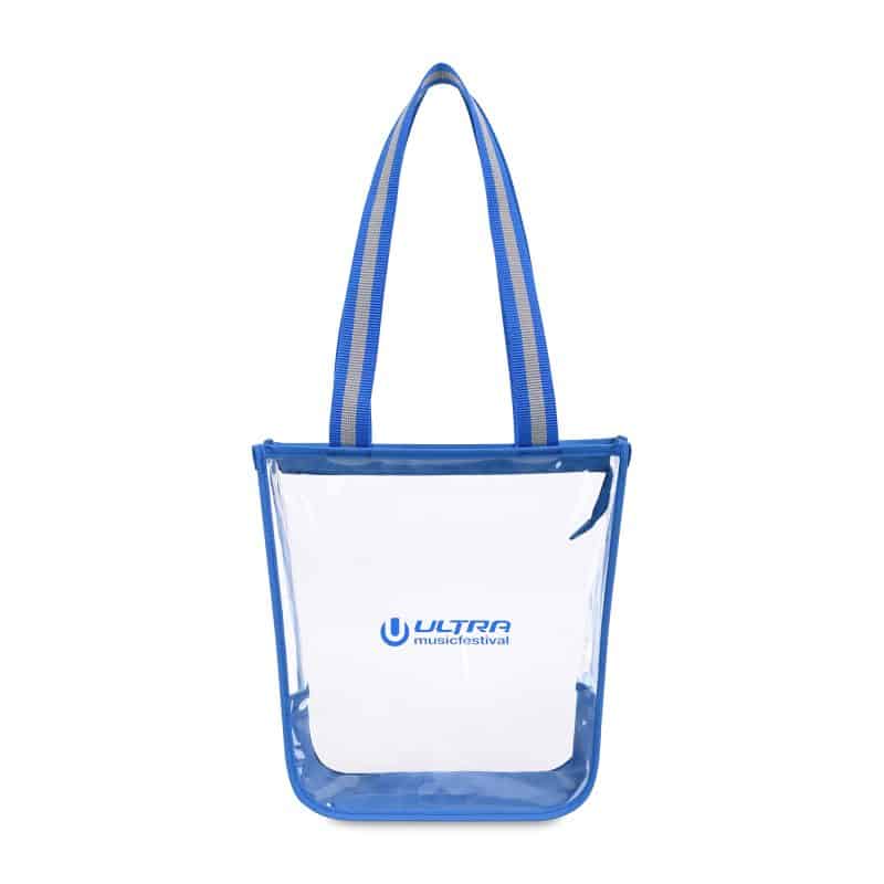 Custom Sigma Clear Zippered Tote - Royal Blue with logo