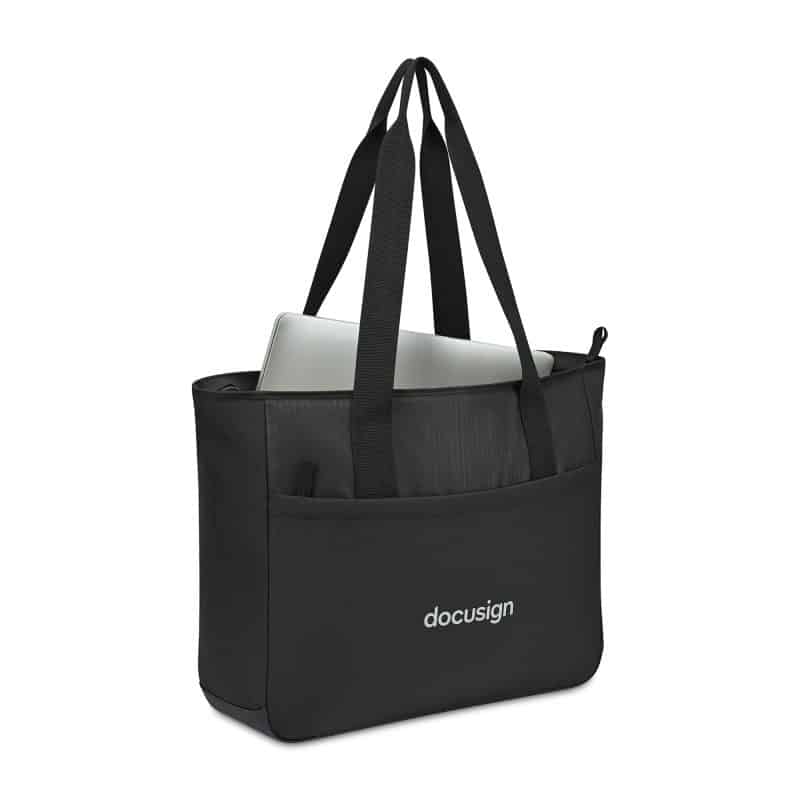 Custom Transit Laptop Tote - Black with logo - 2