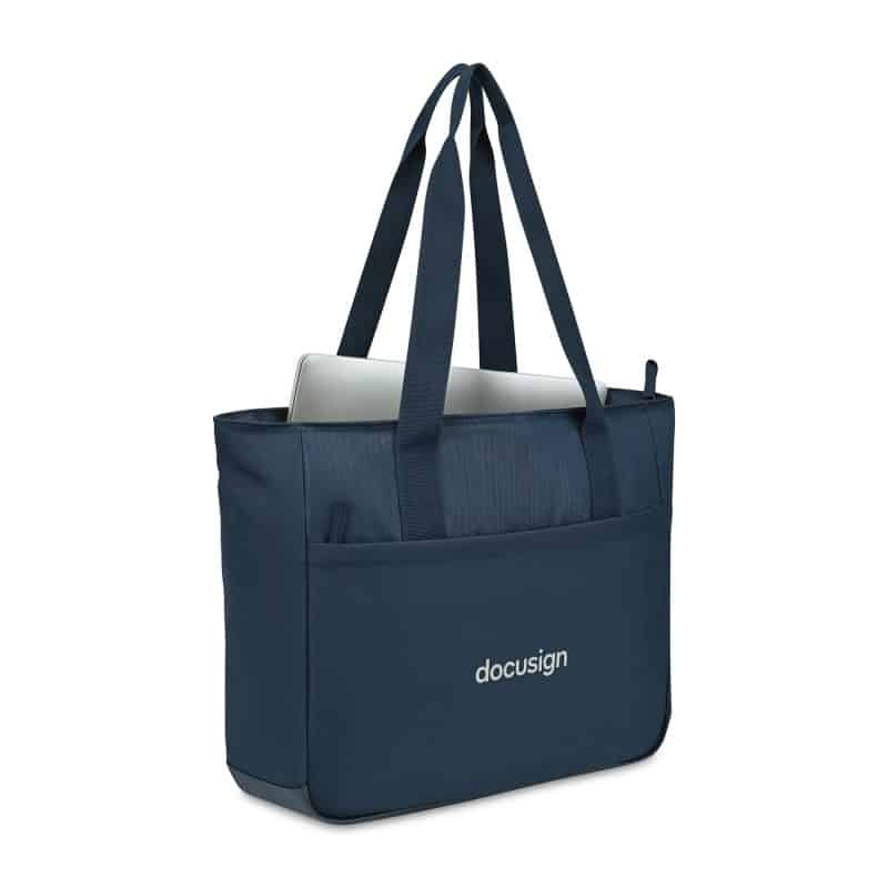 Custom Transit Laptop Tote - Navy with logo - 2