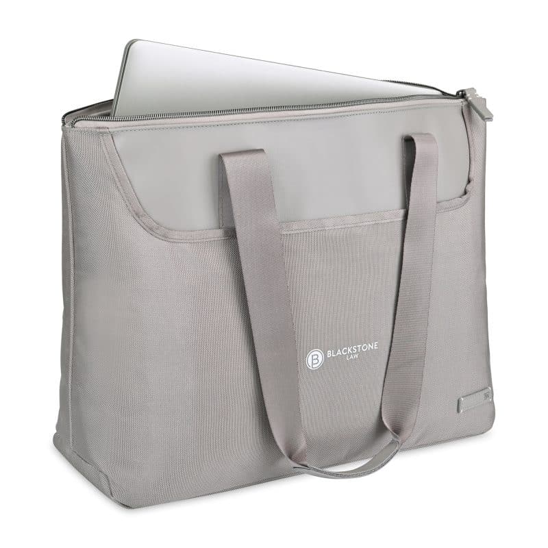 Custom Travis & Wells® Lennox Laptop Tote - Taupe with logo - 4