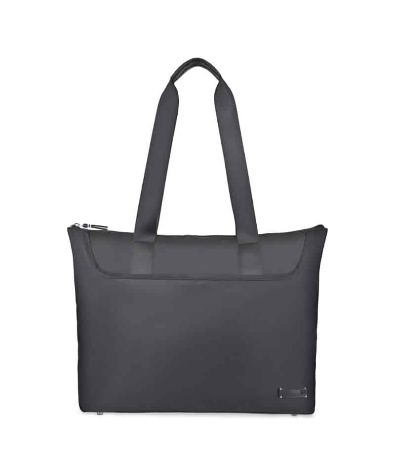 Custom Travis & Wells® Lennox Recycled Nylon Laptop Tote - Black with logo - 1