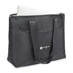 Custom Travis & Wells® Lennox Recycled Nylon Laptop Tote - Black with logo - 2