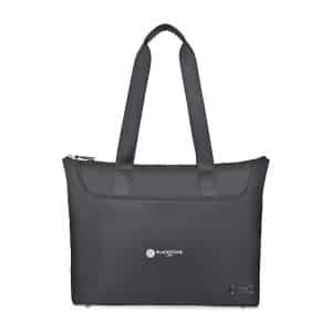 Custom Travis & Wells® Lennox Recycled Nylon Laptop Tote - Black with logo