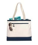 Custom Utility Tote - Natural-Navy with logo - 1
