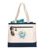 Custom Utility Tote - Natural-Navy with logo