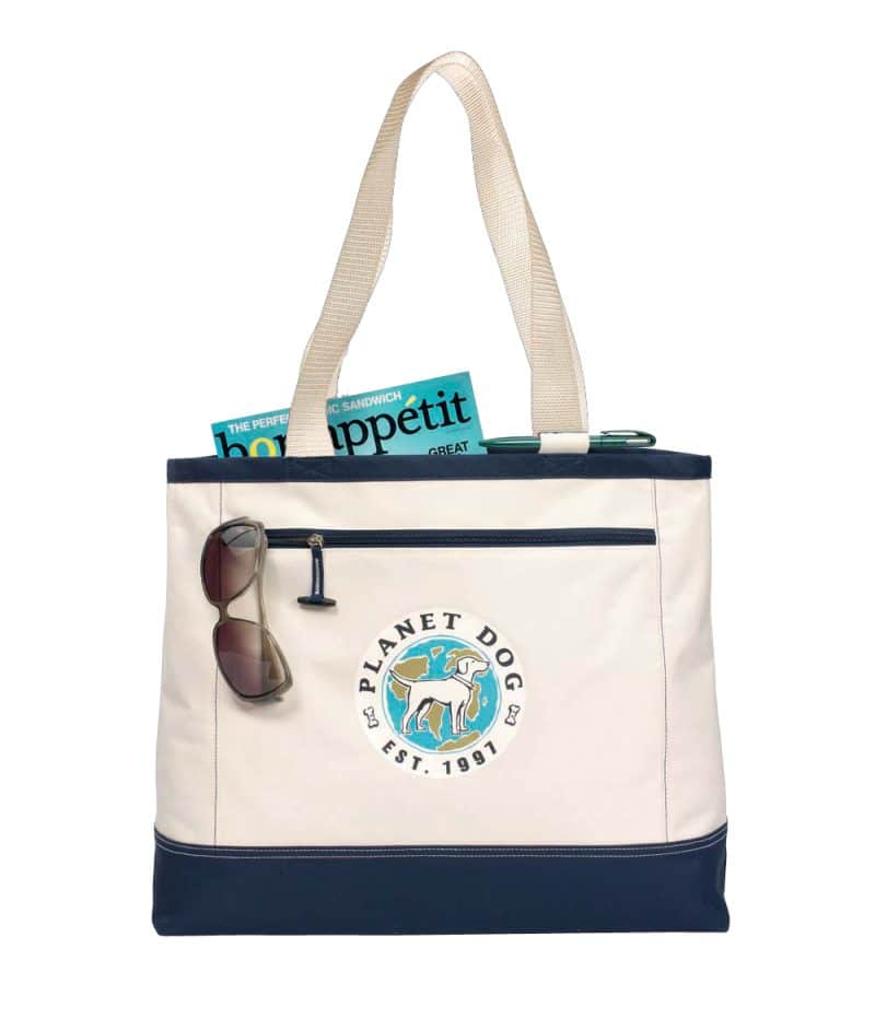 Custom Utility Tote - Natural-Navy with logo