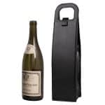 Custom Vegan Leather Wine Bottle Tote with logo - 1