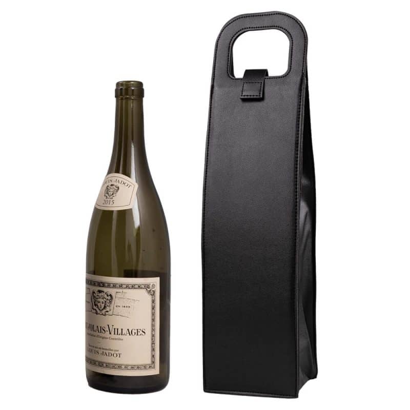 Custom Vegan Leather Wine Bottle Tote with logo - 1