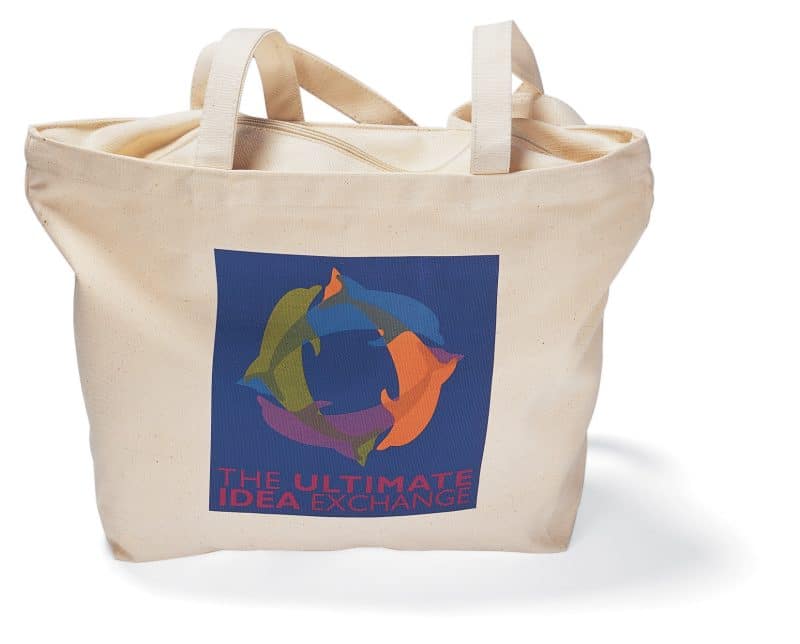 Custom Zippered Tote - Natural with logo
