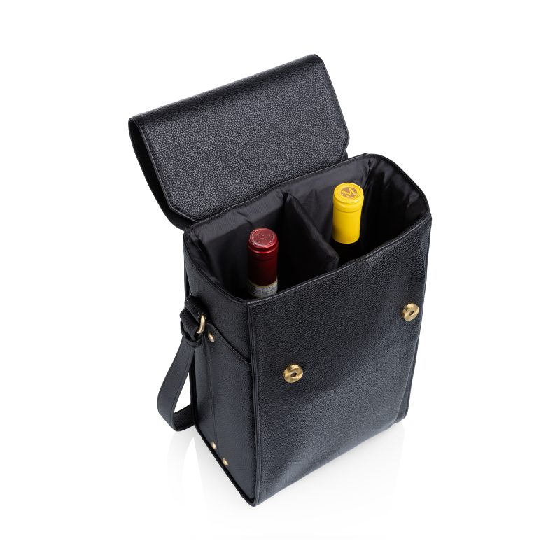 Custom Barossa Two Bottle Leatherette Wine Tote with logo - 5