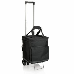 Custom Cellar 6-Bottle Insulated Wine Tote w/Removable Divider & Trolley with logo