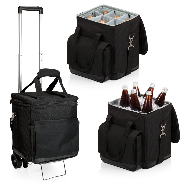 Custom Cellar 6-Bottle Insulated Wine Tote w/Removable Divider & Trolley with logo - 4