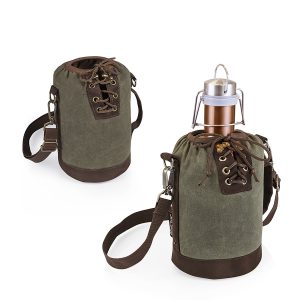 Custom Growler Tote w/64 Oz. Stainless Steel Rose Gold Growler with logo