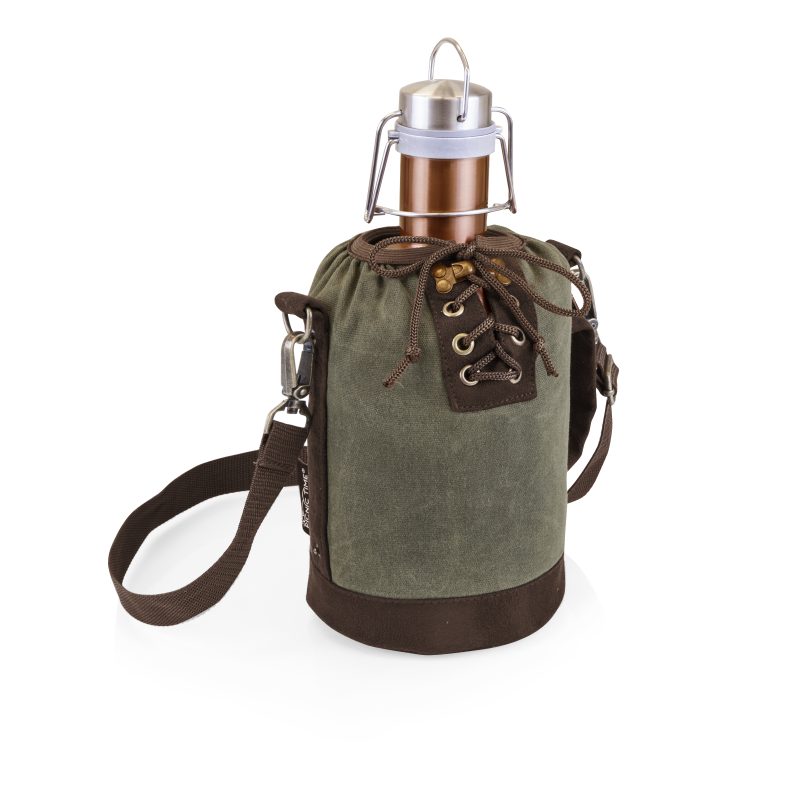 Custom Growler Tote w/64 Oz. Stainless Steel Rose Gold Growler with logo - 4