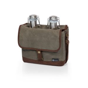 Custom Insulated Double Growler Tote w/64 oz. Stainless Steel Growlers with logo