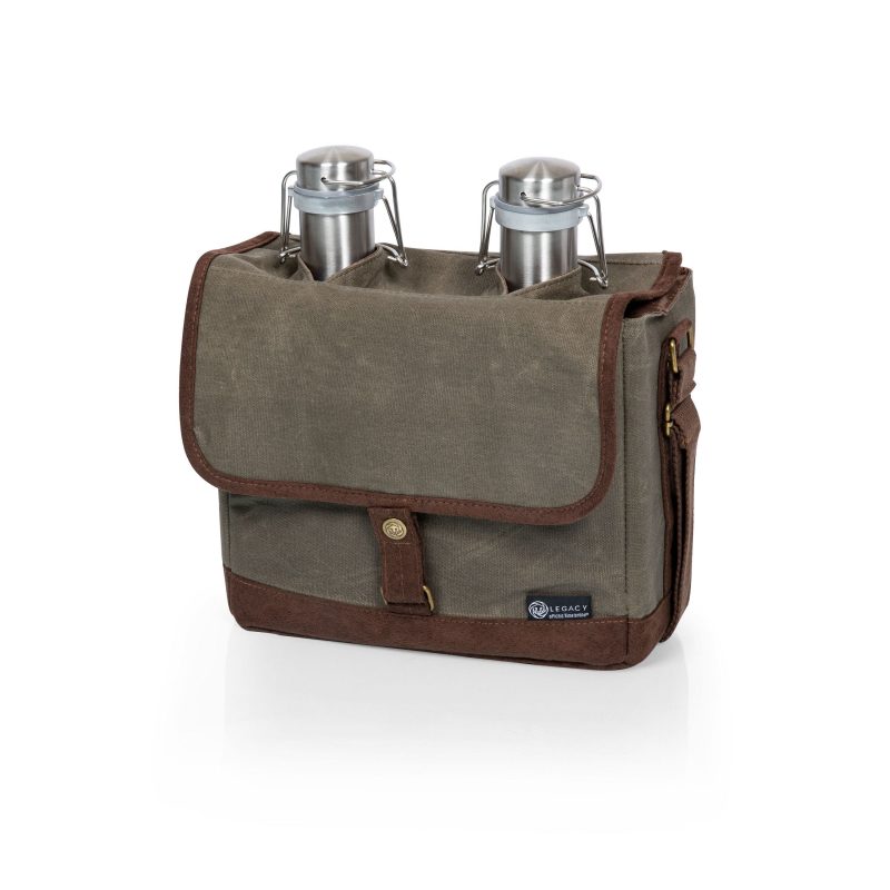 Custom Insulated Double Growler Tote w/64 oz. Stainless Steel Growlers with logo