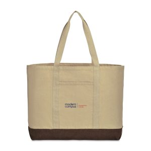 Custom Ivy Recycled Cotton Carry-All Tote - AWARE - Beige with logo