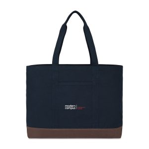 Custom Ivy Recycled Cotton Carry-All Tote - AWARE - Navy with logo