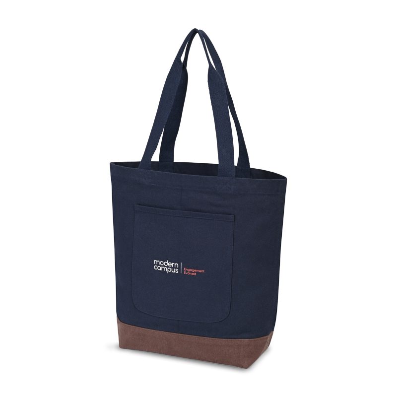 Custom Ivy Recycled Cotton Tote - AWARE - Navy with logo - 2