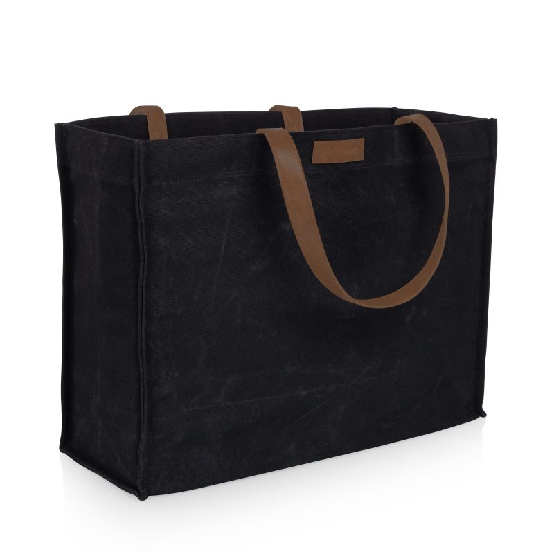 Custom Market Waxed Canvas Tote with Leatherette Handles with logo - 1